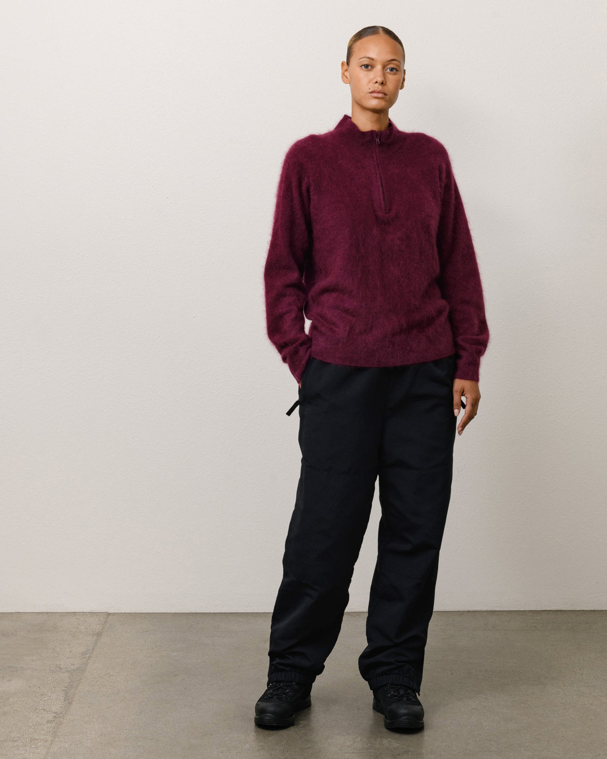 BRUSHED CASHMERE QUARTER ZIP