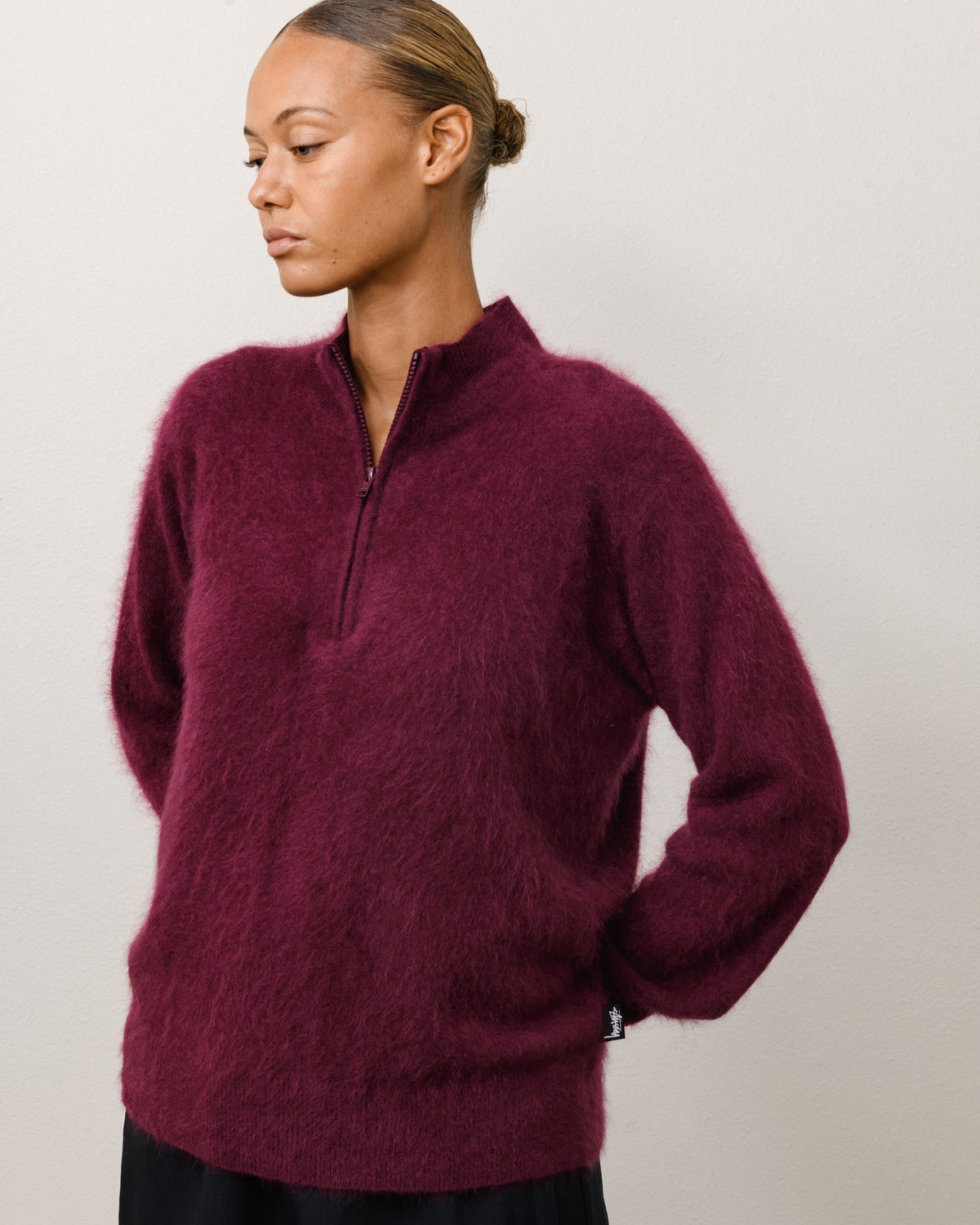 BRUSHED CASHMERE QUARTER ZIP