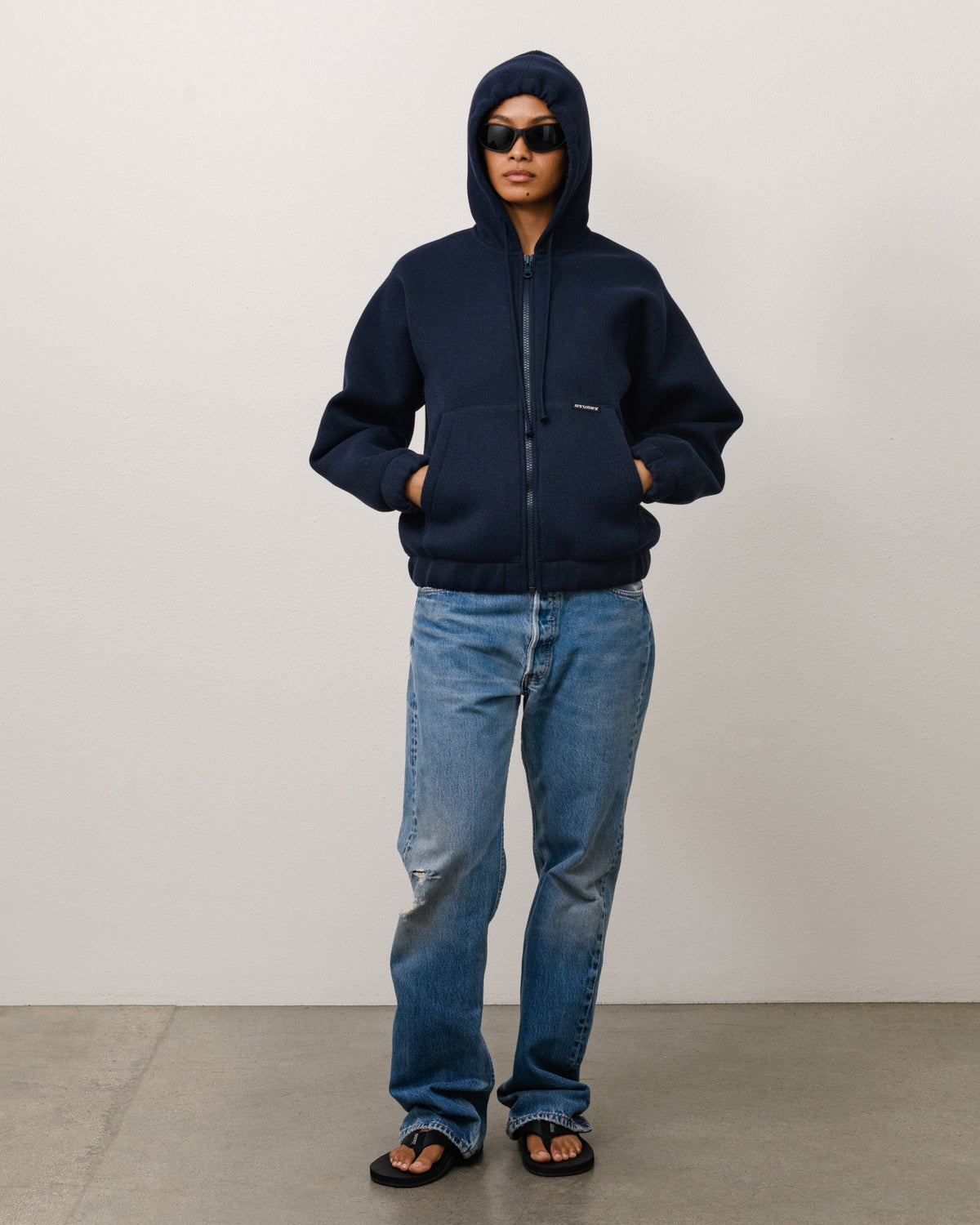 BONDED JERSEY ZIP HOODIE
