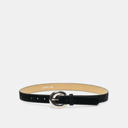 CHUNKY CURVED BUCKLE BELT BLACK CALF HAIR