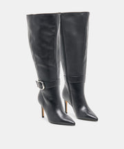 KINZY EXTRA WIDE CALF BOOTS BLACK LEATHER