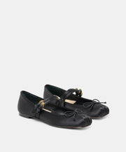GIBSEN BALLET FLATS ONYX SATIN