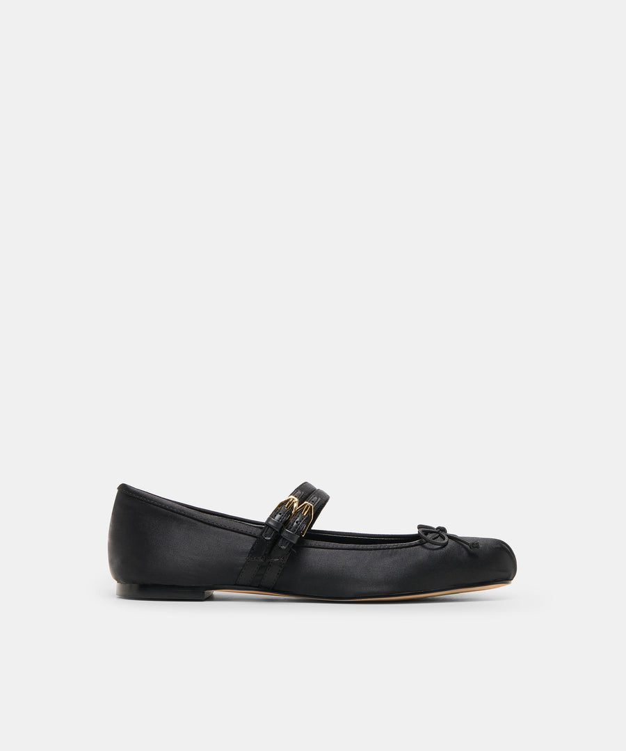 GIBSEN BALLET FLATS ONYX SATIN