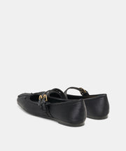 GIBSEN BALLET FLATS ONYX SATIN