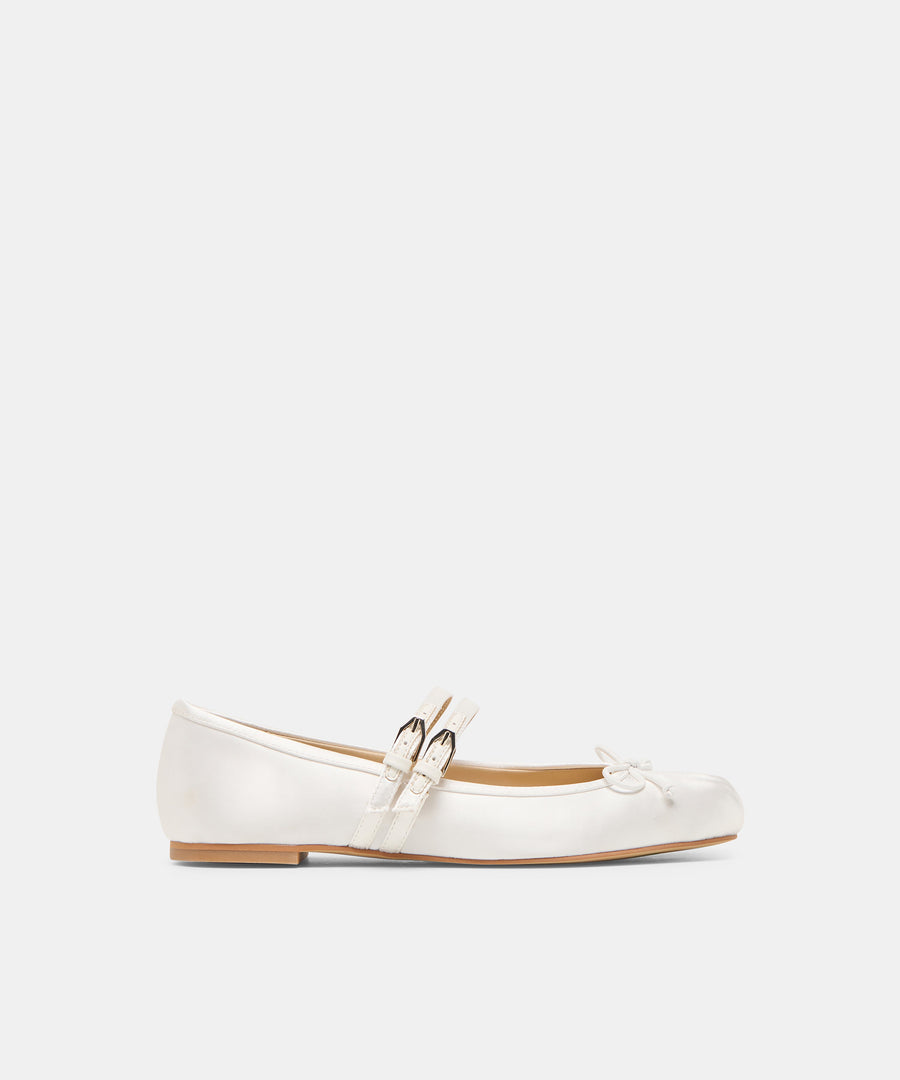 GIBSEN BALLET FLATS TRUE WHITE SATIN