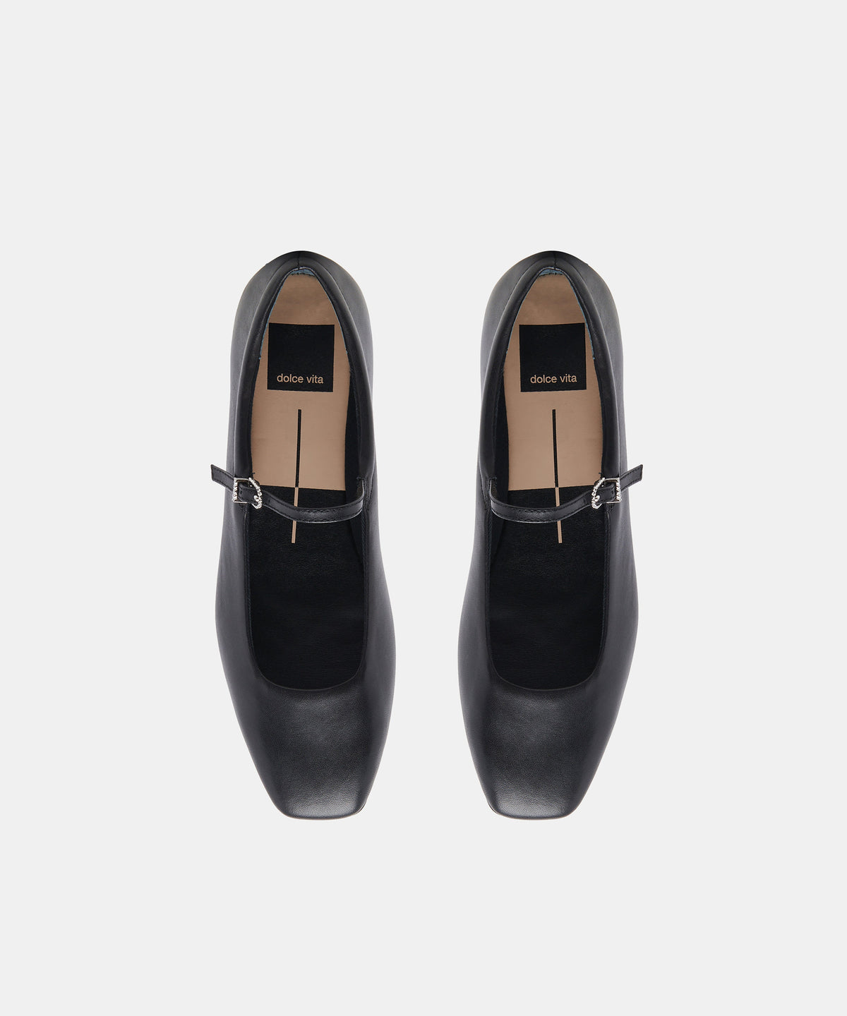 REYES WIDE BALLET FLATS BLACK LEATHER