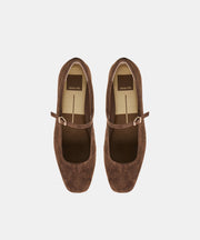 REYES BALLET FLATS DK BROWN SUEDE