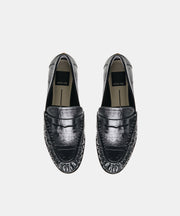 BAXEN LOAFERS NOIR EMBOSSED LEATHER