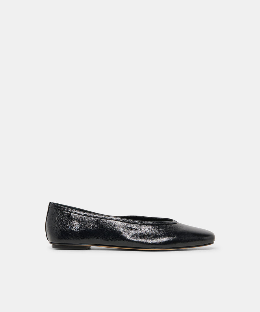 CARET BALLET FLATS BLACK LEATHER