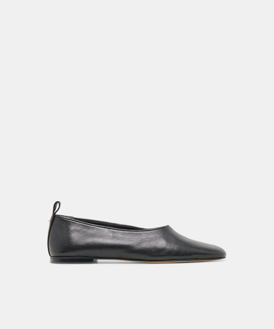 KORY BALLET FLATS BLACK LEATHER