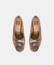 KORY BALLET FLATS SNAKE TAN EMBOSSED LEATHER