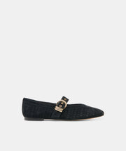 MIKELA BALLET FLATS ONYX PERFORATED SUEDE