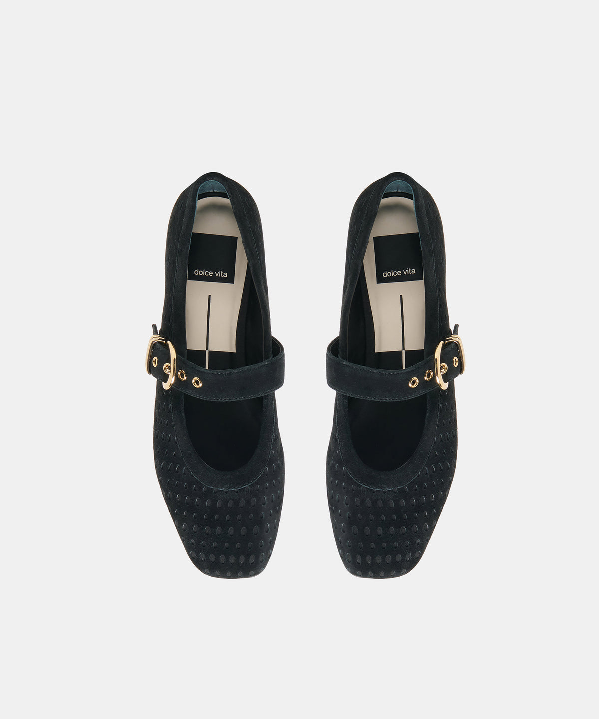 MIKELA BALLET FLATS ONYX PERFORATED SUEDE