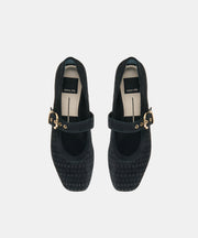 MIKELA BALLET FLATS ONYX PERFORATED SUEDE