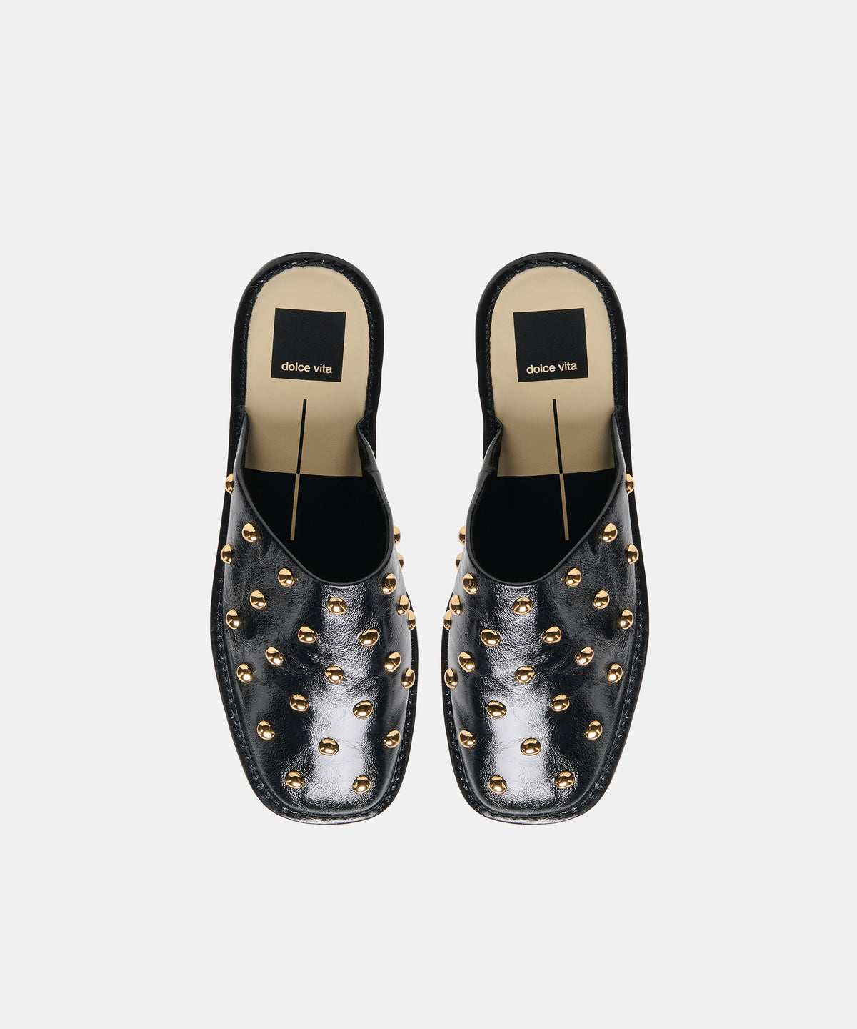PHIRA STUD FLATS BLACK LEATHER
