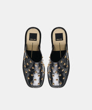 PHIRA STUD FLATS BLACK LEATHER