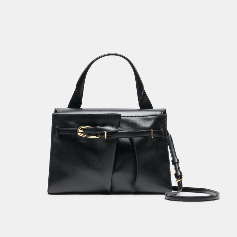 BORGO HANDBAG BLACK LEATHER