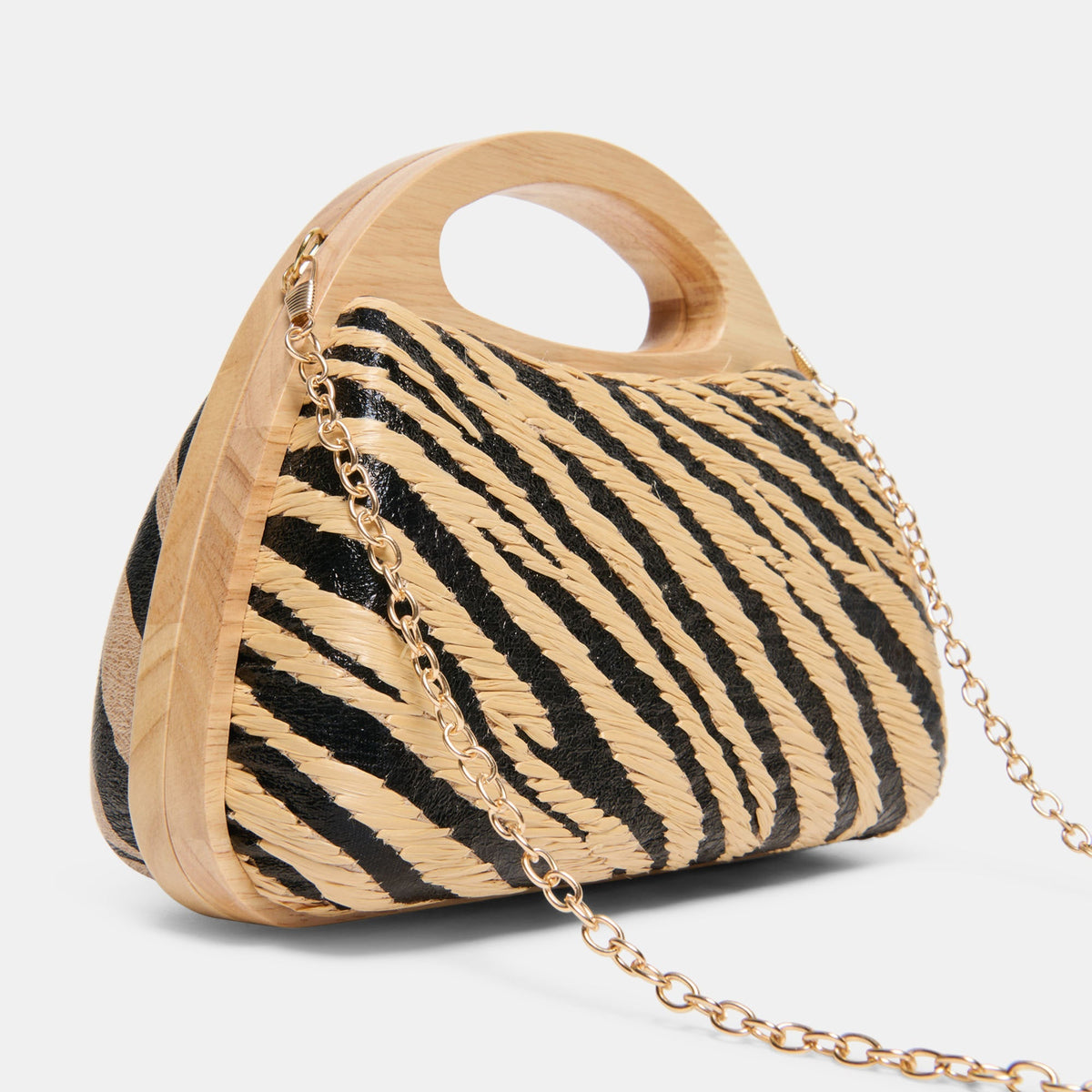 MAELIE HANDBAG BLACK NATURAL ZEBRA RAFFIA