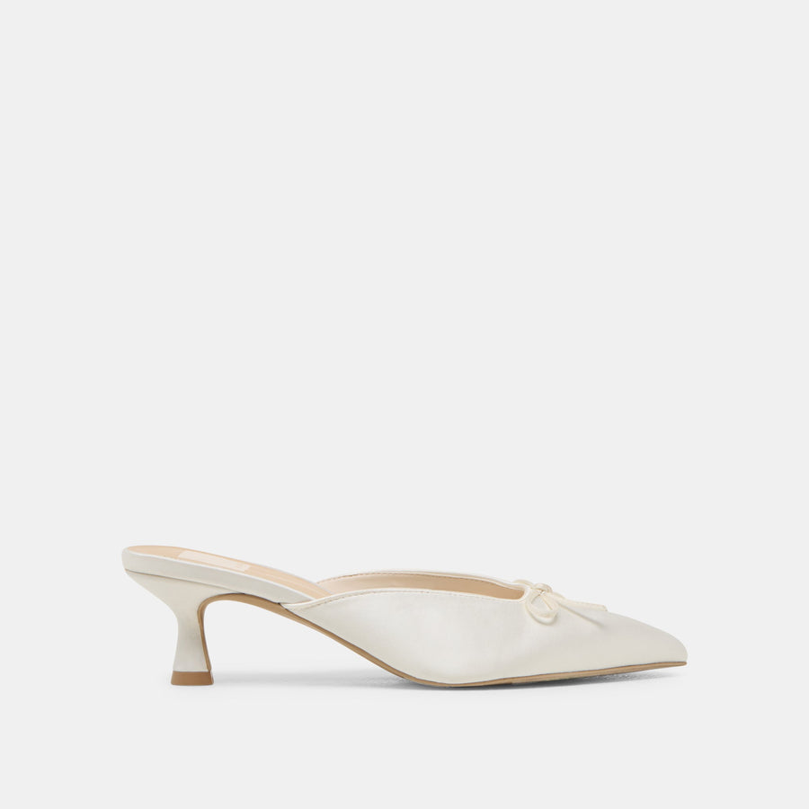 CLEO HEELS OFF WHITE SATIN