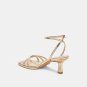 MANJI WIDE HEELS LIGHT GOLD METALLIC LEATHER