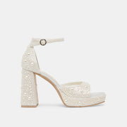 PANDRO PEARL HEELS TRUE WHITE SATIN