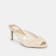 SAMARY CONFETTI HEELS OFF WHITE SATIN
