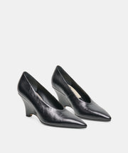 CAMERO WEDGES BLACK LEATHER