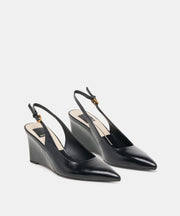 EVELAN WEDGES BLACK LEATHER