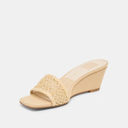 QAILY WIDE WEDGES LT NATURAL RAFFIA