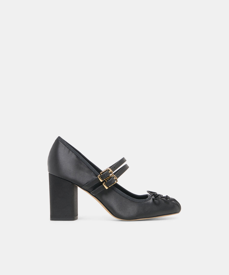 TIARAH HEELS ONYX SATIN