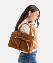 BORGO HANDBAG DARK TAN SUEDE