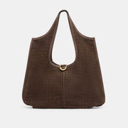 PAVA TOTE MID BROWN EMBOSSED SUEDE