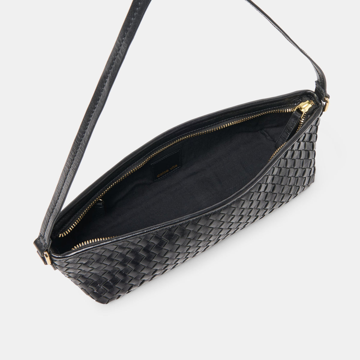 SAVAII WOVEN SHOULDER BAG BLACK WOVEN LEATHER