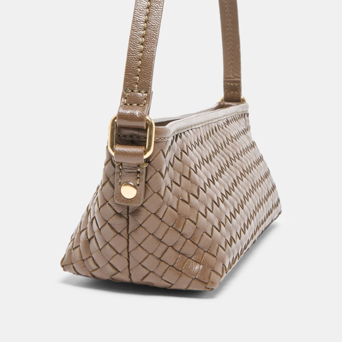 SAVAII WOVEN SHOULDER BAG BROWN WOVEN LEATHER