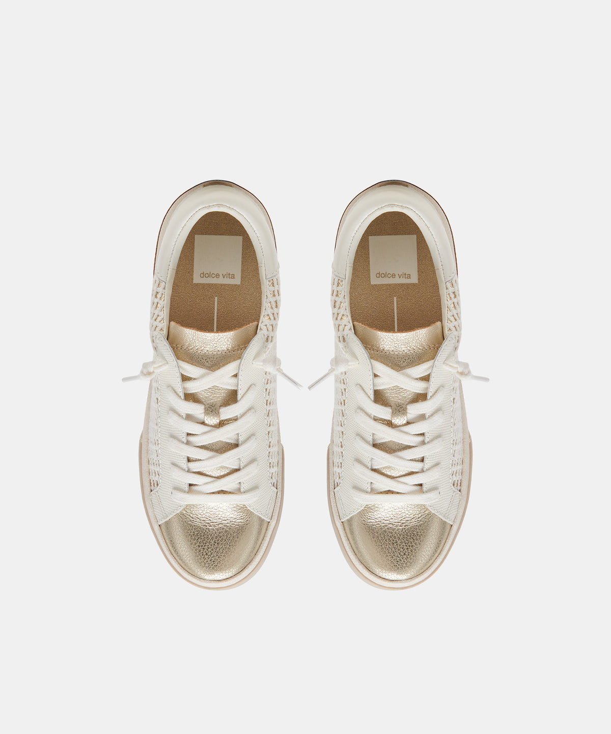 ZINA WIDE SNEAKERS BONE GOLD WOVEN