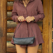 SAVAII WOVEN SHOULDER BAG BLACK WOVEN LEATHER